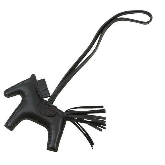 HERMES Black Lambskin Leather Bag Charm - Picture 1 of 7